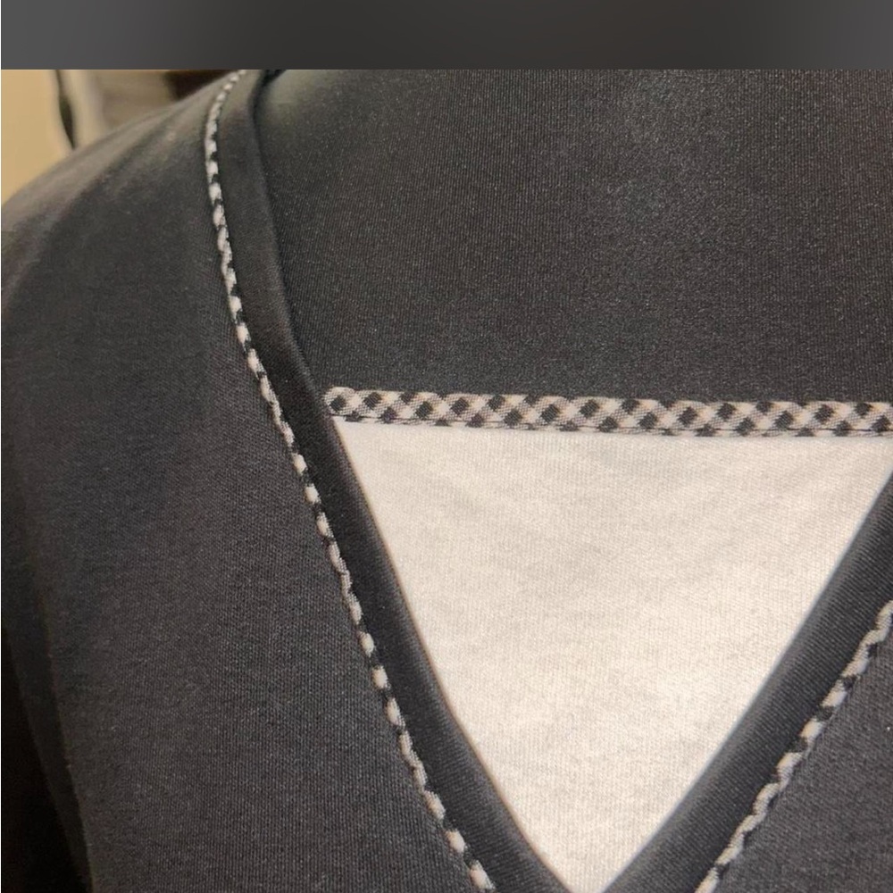 Black V-Neck Sweater with White Trim
